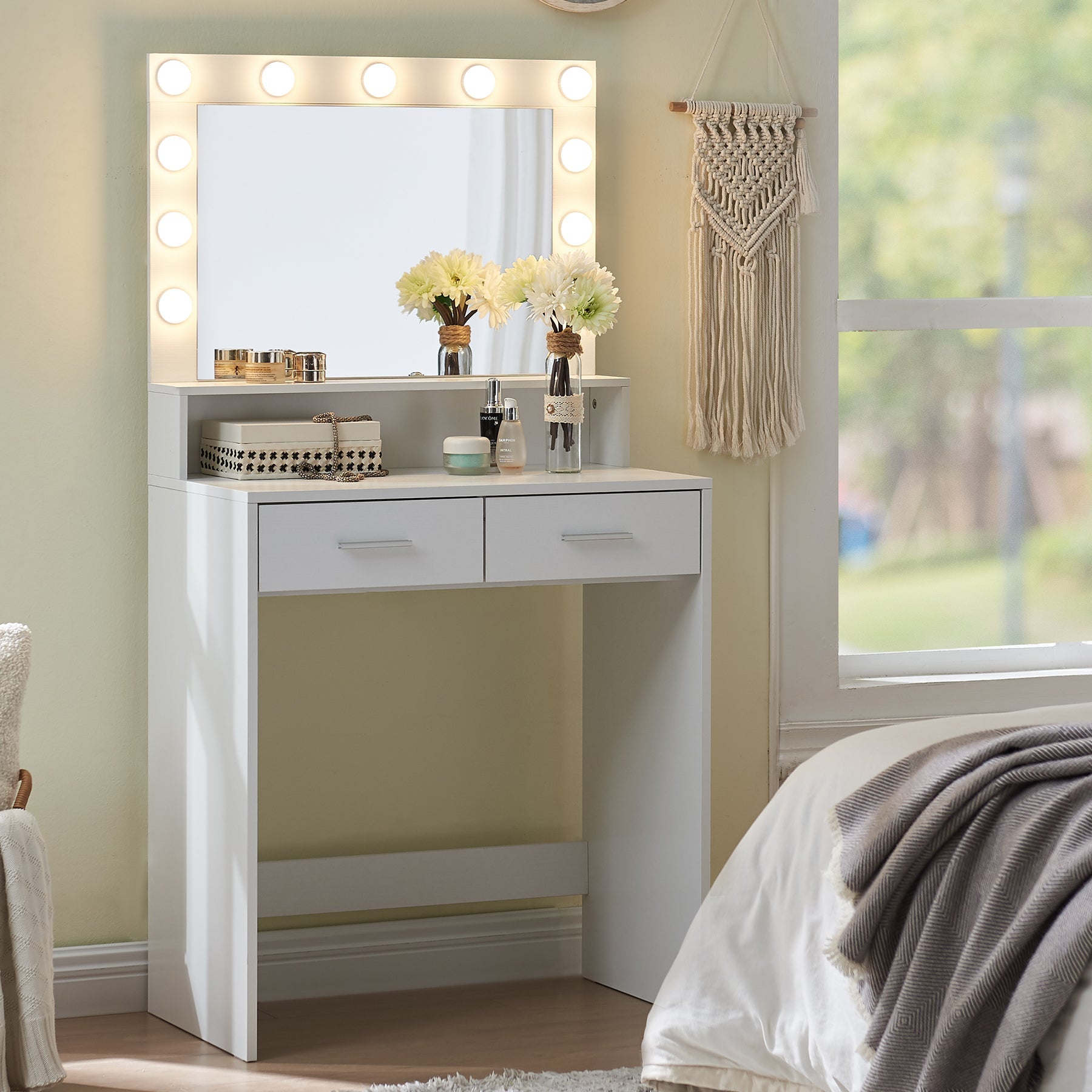 Makeup Vanity Desk with Mirror & Light - HearthHub