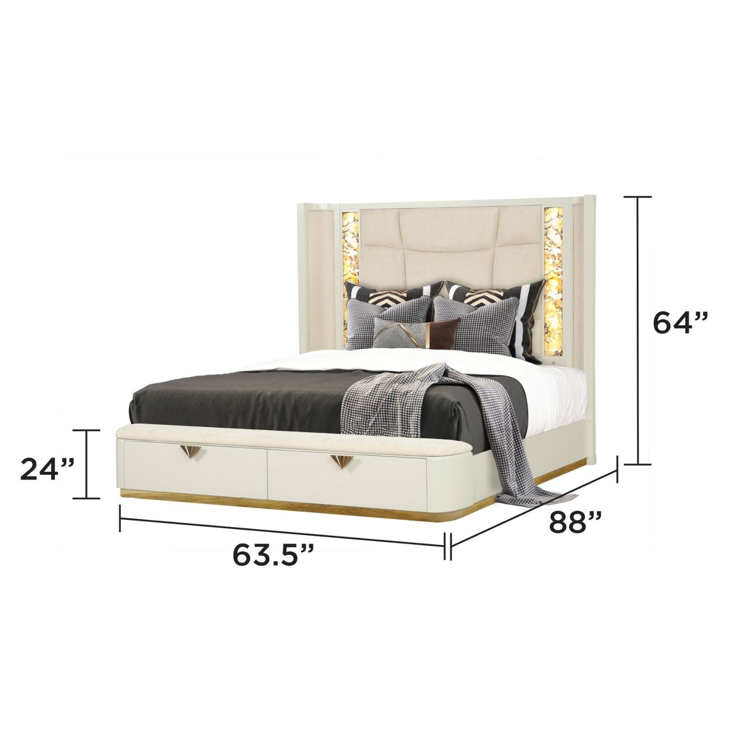 La Pierre - Bedroom Set With Upholstered LED Bed - HearthHub
