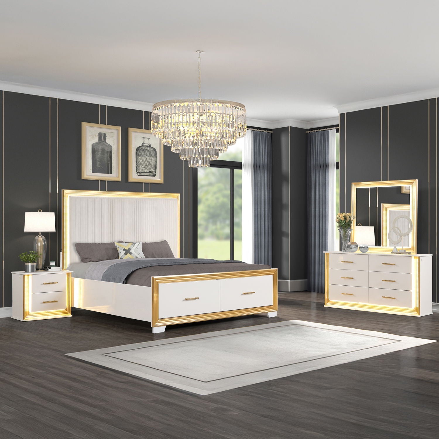 Obsession - Bedroom Set With LED - HearthHub