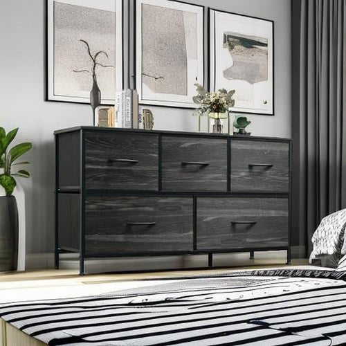 Dresser for Bedroom with 5 Drawers, Wide Chest of Drawers, Fabric - HearthHub