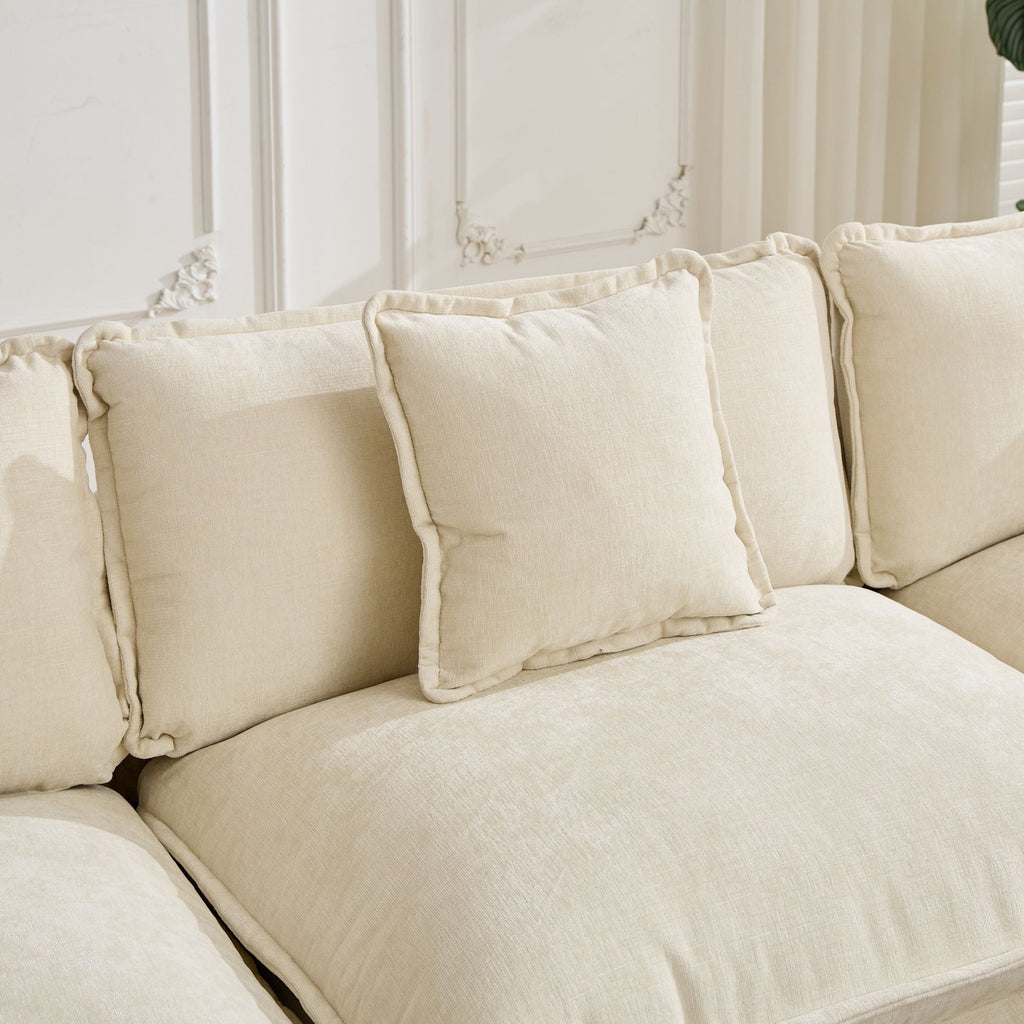 Cloud 4 Seats Sofa (Ottoman is not included) with Chenille Fabric in Beige - HearthHub