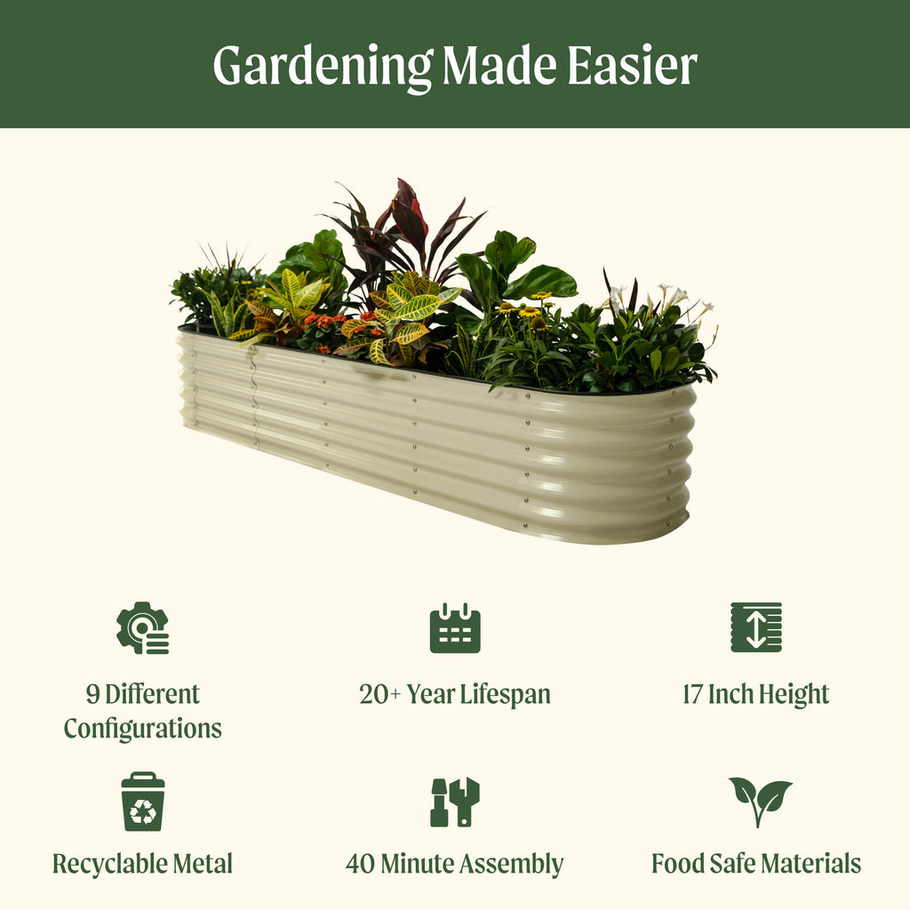 17" Tall 9 In 1 Large Modular Metal Raised Garden Bed Kit - HearthHub