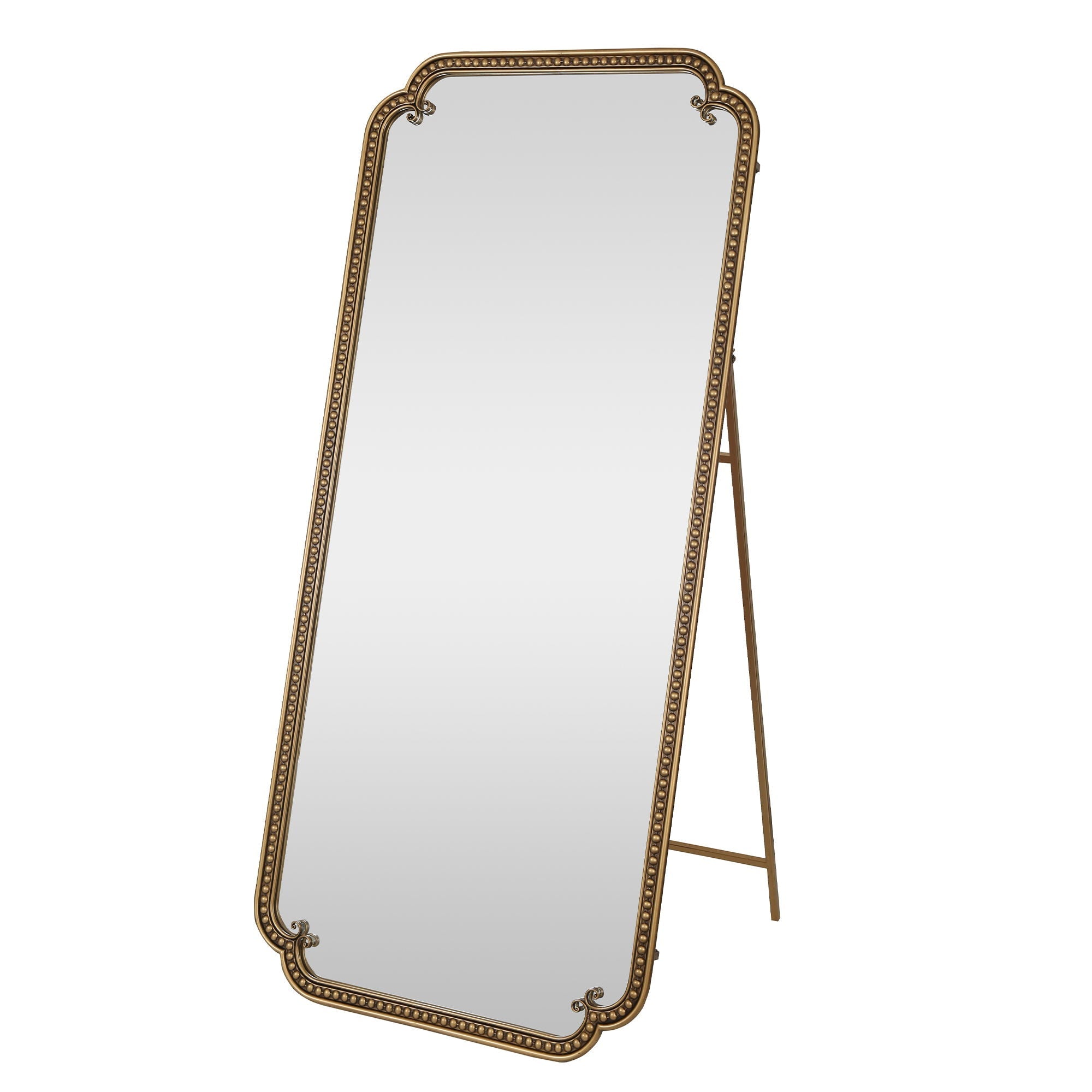 Full Length Mirror With Stand, Floor Standing Dressing For Bedroom - Antique Gold - HearthHub