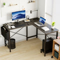 L - Shaped Corner Computer Desk with Storage Pocket | Wooden Home Office / Gaming - HearthHub