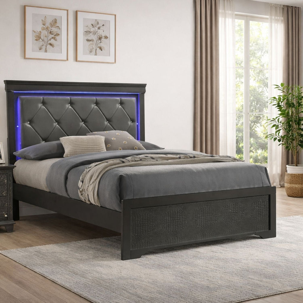 Blaze - Modern Bed With LED Headboard - HearthHub