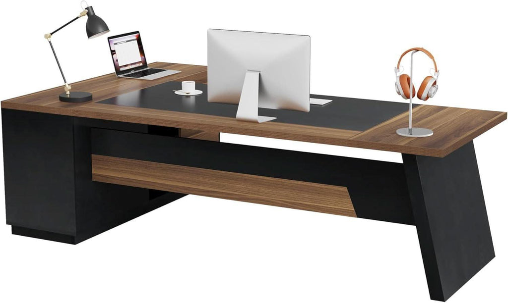78 Inch Executive Desk Featuring Ample Storage Cabinets - HearthHub