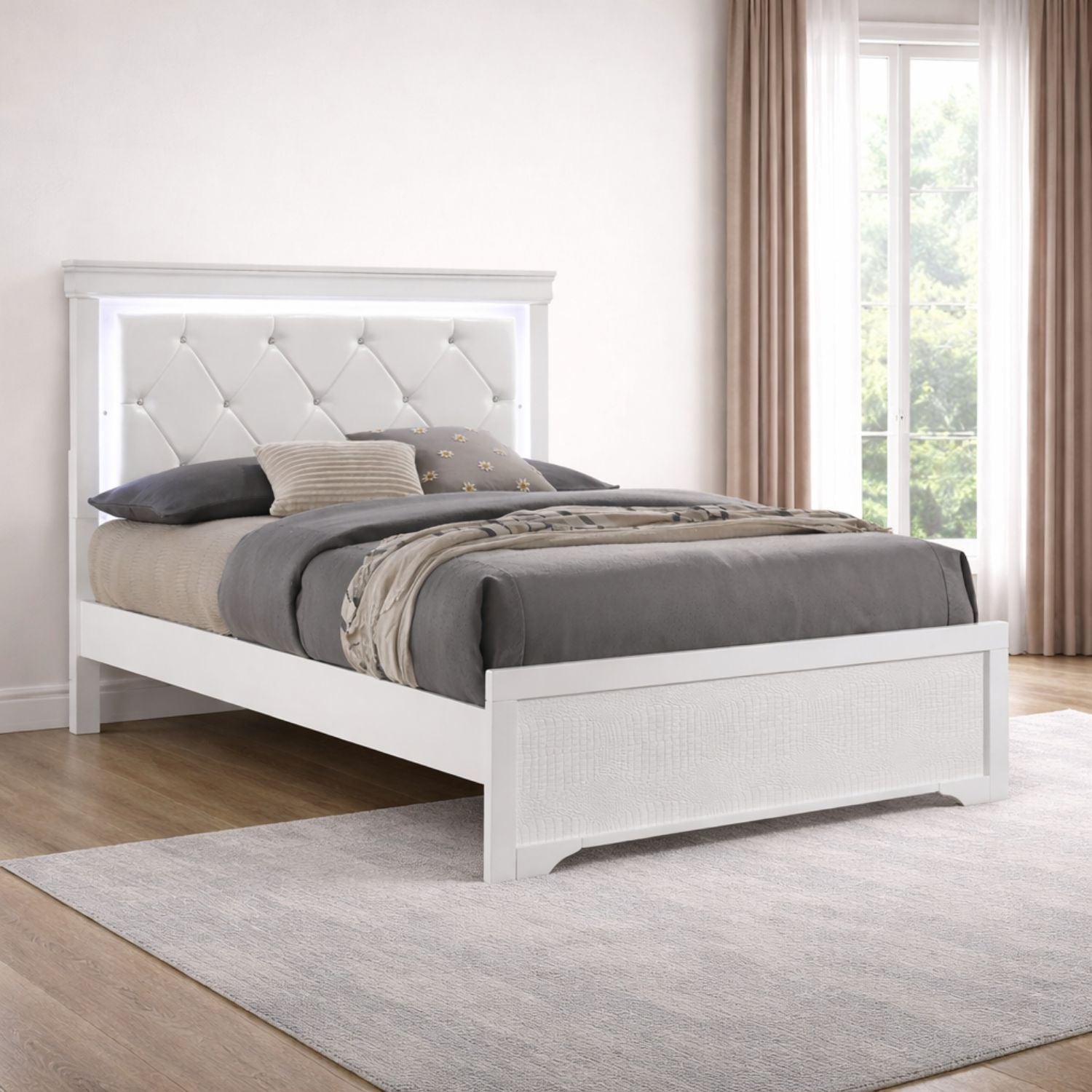 Blaze - Modern Bed With LED Headboard - HearthHub
