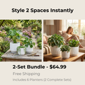 3 - Piece White Stoneware Planter Pot Set with Embossed Texture - HearthHub