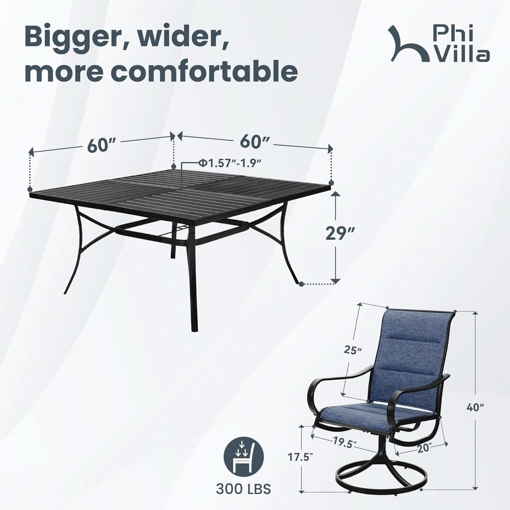 9 Piece Outdoor Dining Set Blue Patio Table With Chairs - HearthHub