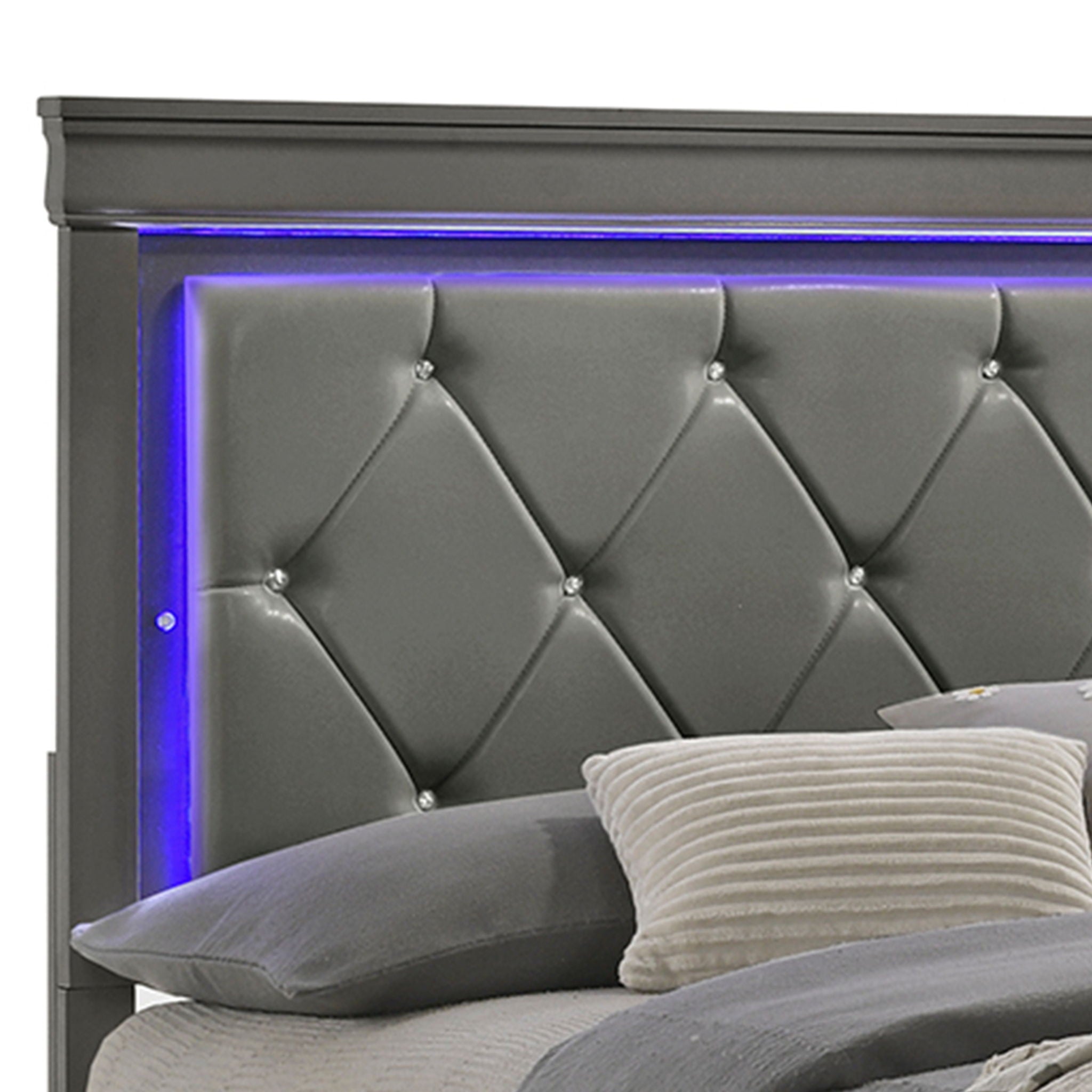 Blaze - Modern Bed With LED Headboard - HearthHub