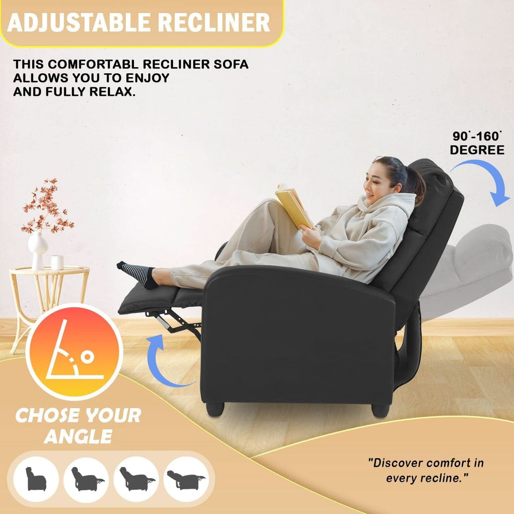 Black Leather Recliner Chair With Lumbar Support For Living Room - HearthHub
