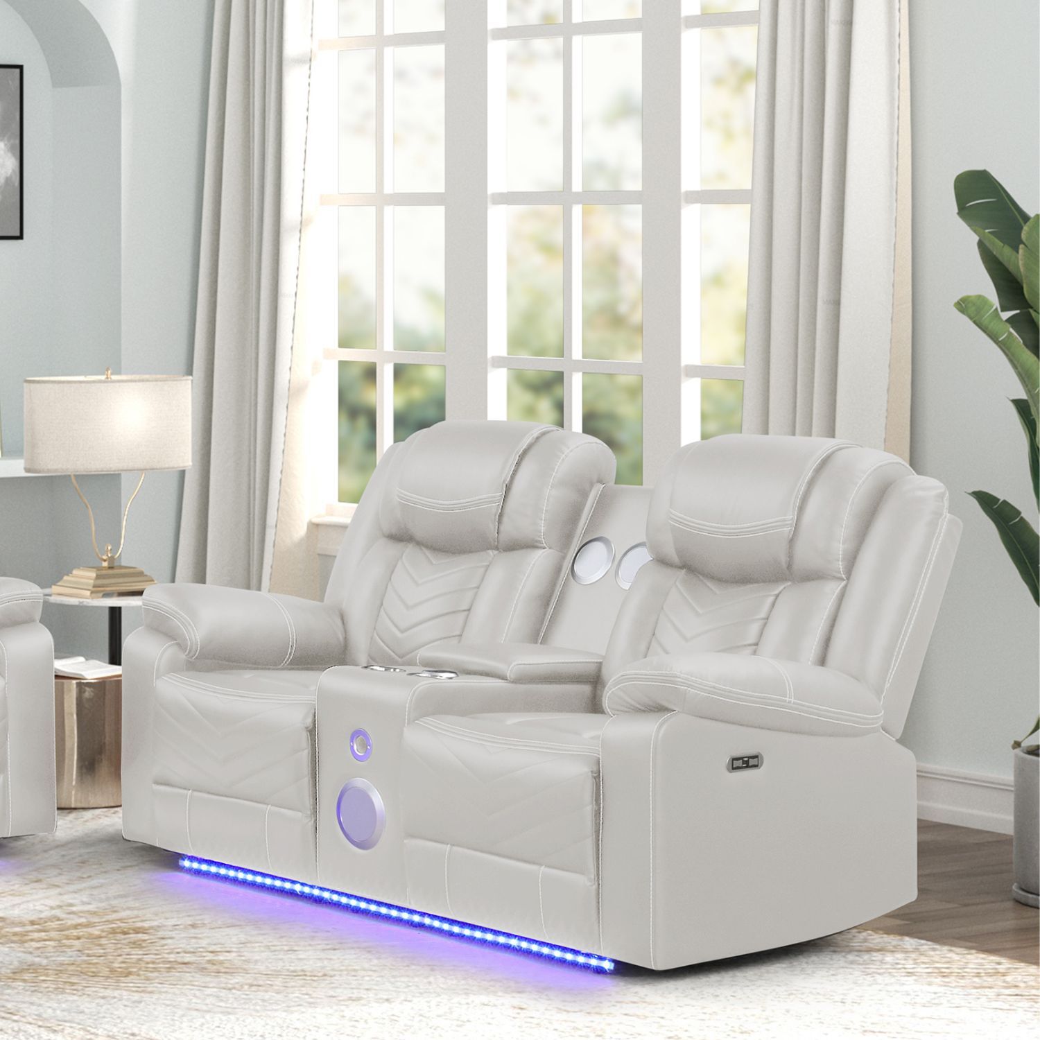 Challenger - LED Power Recliner Loveseat - HearthHub