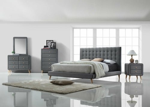 Light Gray Upholstered Vanity Mirror - HearthHub