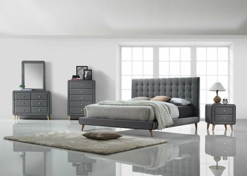 Light Gray Upholstered Vanity Mirror - HearthHub