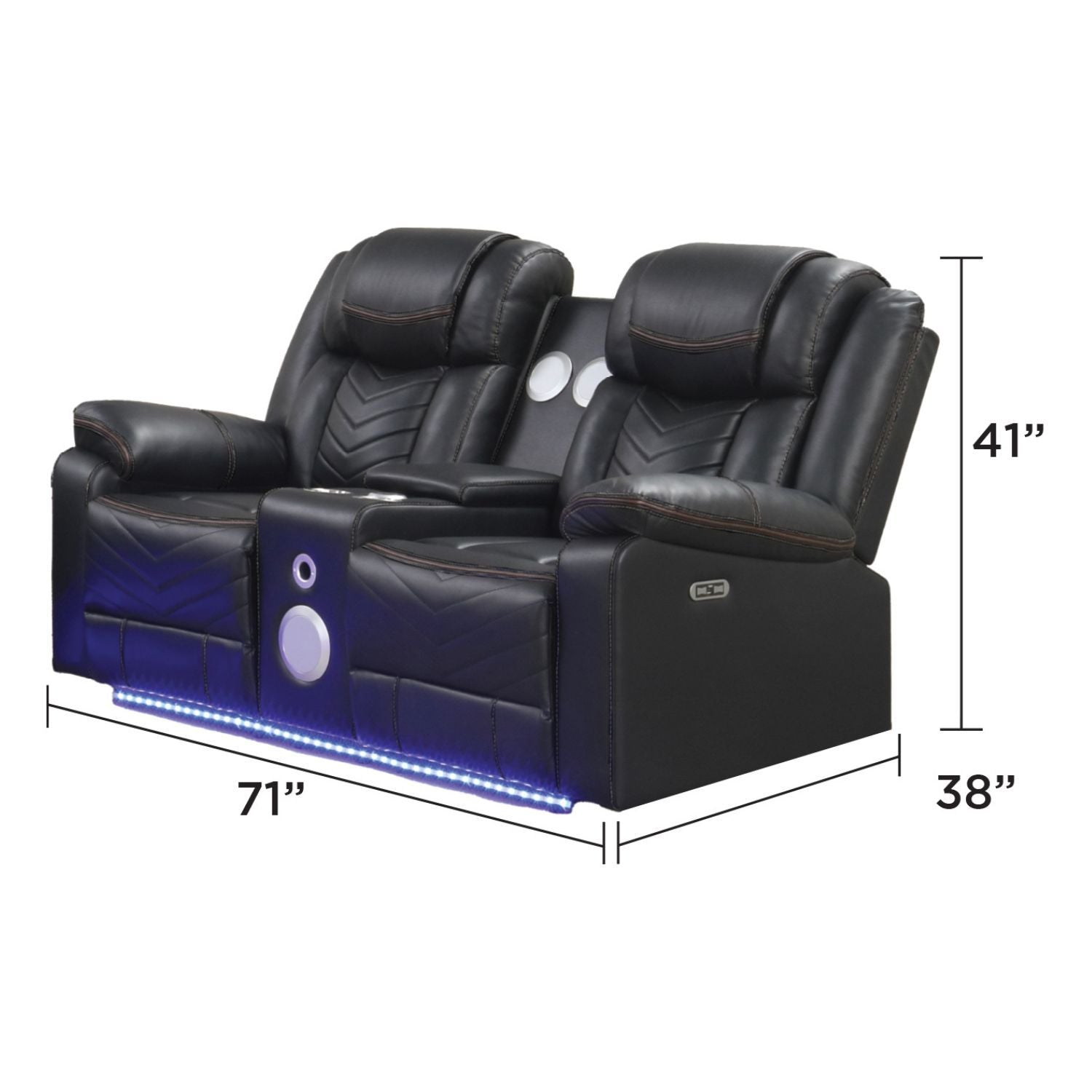 Challenger - LED Power Recliner Loveseat - HearthHub