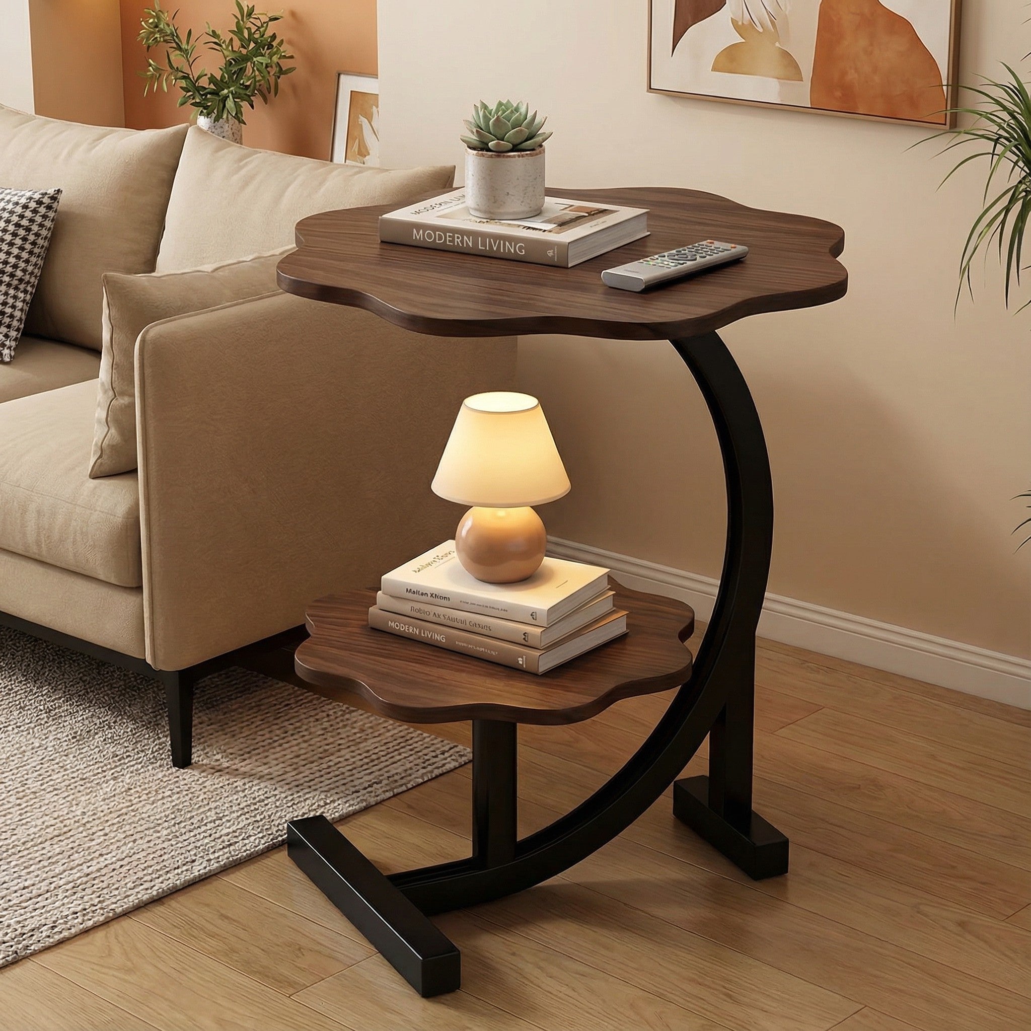 Modern Side Table – Round, C - Shape & Petal Designs | Sofa End Table with Metal - HearthHub