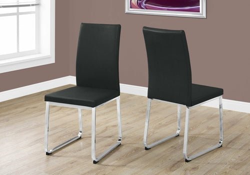 Set of 2 Grey Faux Leather and Chrome Dining Chairs - HearthHub