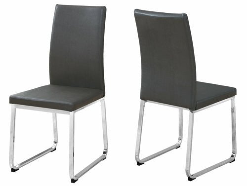 Set of 2 Grey Faux Leather and Chrome Dining Chairs - HearthHub