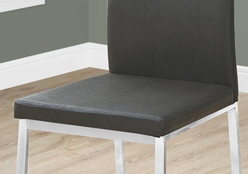 Set of 2 Grey Faux Leather and Chrome Dining Chairs - HearthHub