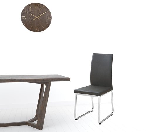 Set of 2 Grey Faux Leather and Chrome Dining Chairs - HearthHub