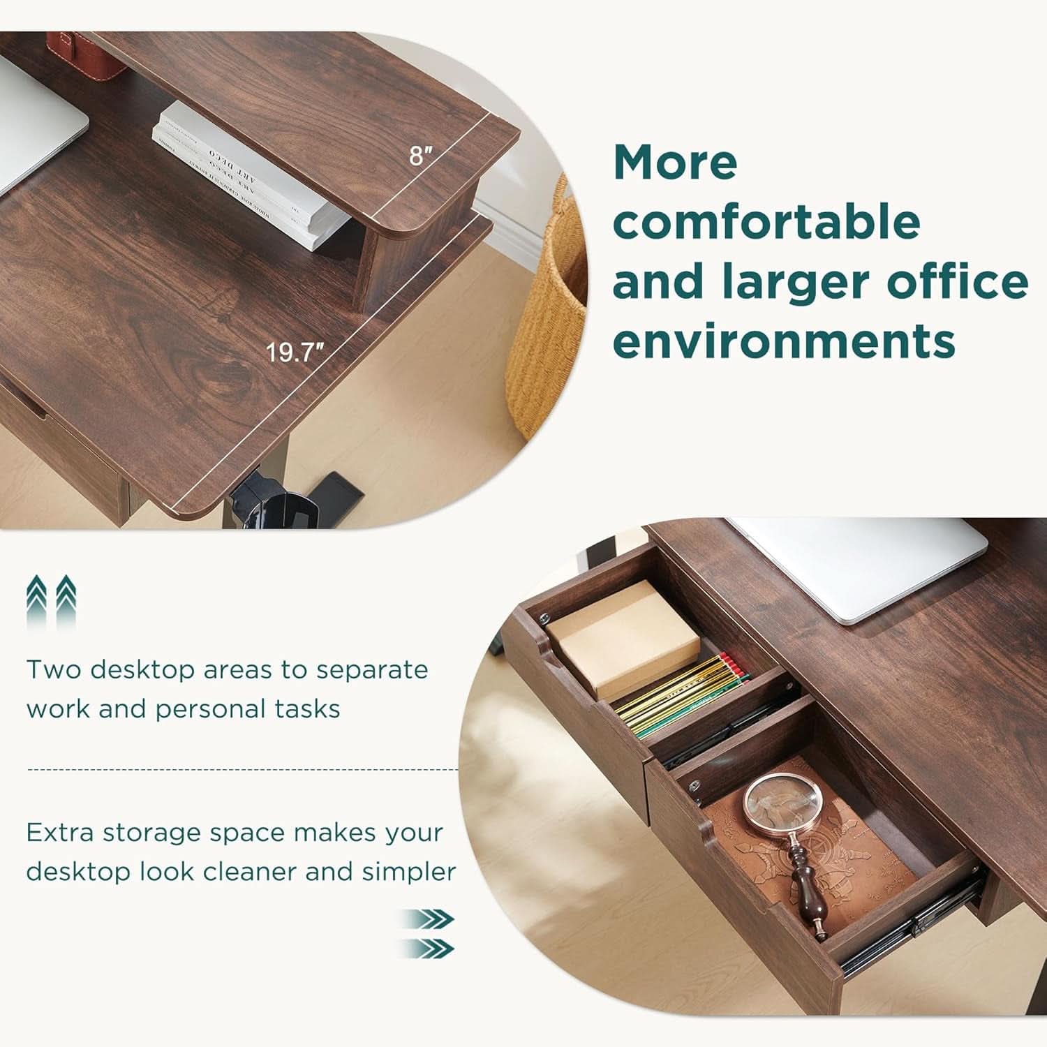 60 Inch Elevated Electric Standing Desk Dark Walnut - HearthHub