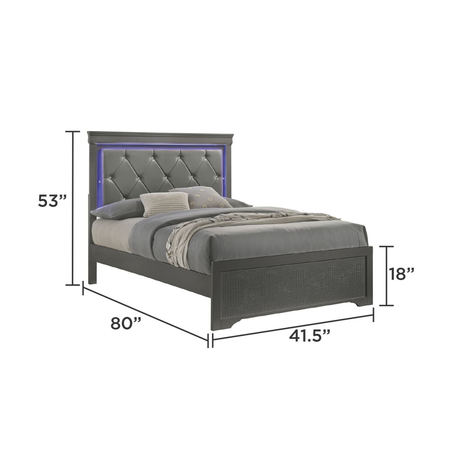 Blaze - Modern Bed With LED Headboard - HearthHub