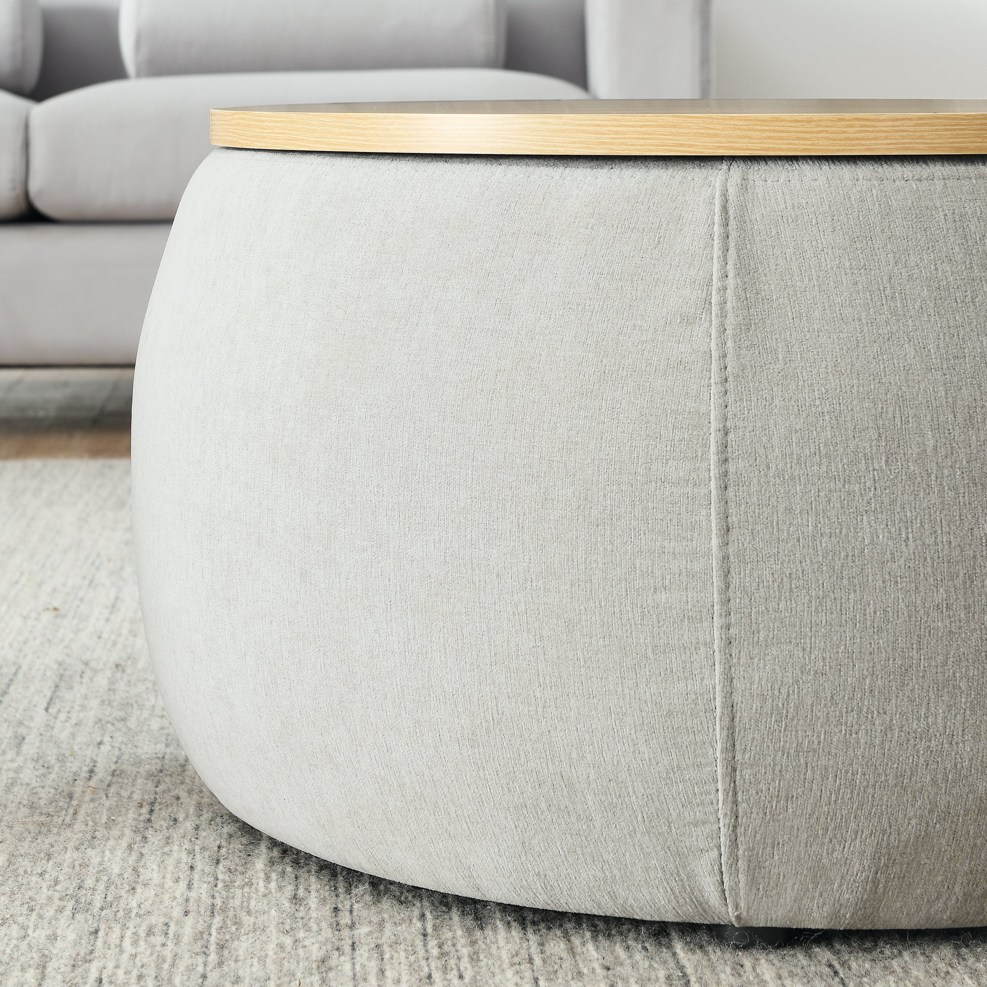 Modern Classic Round Storage Ottoman Coffee Table with Removable Top - HearthHub