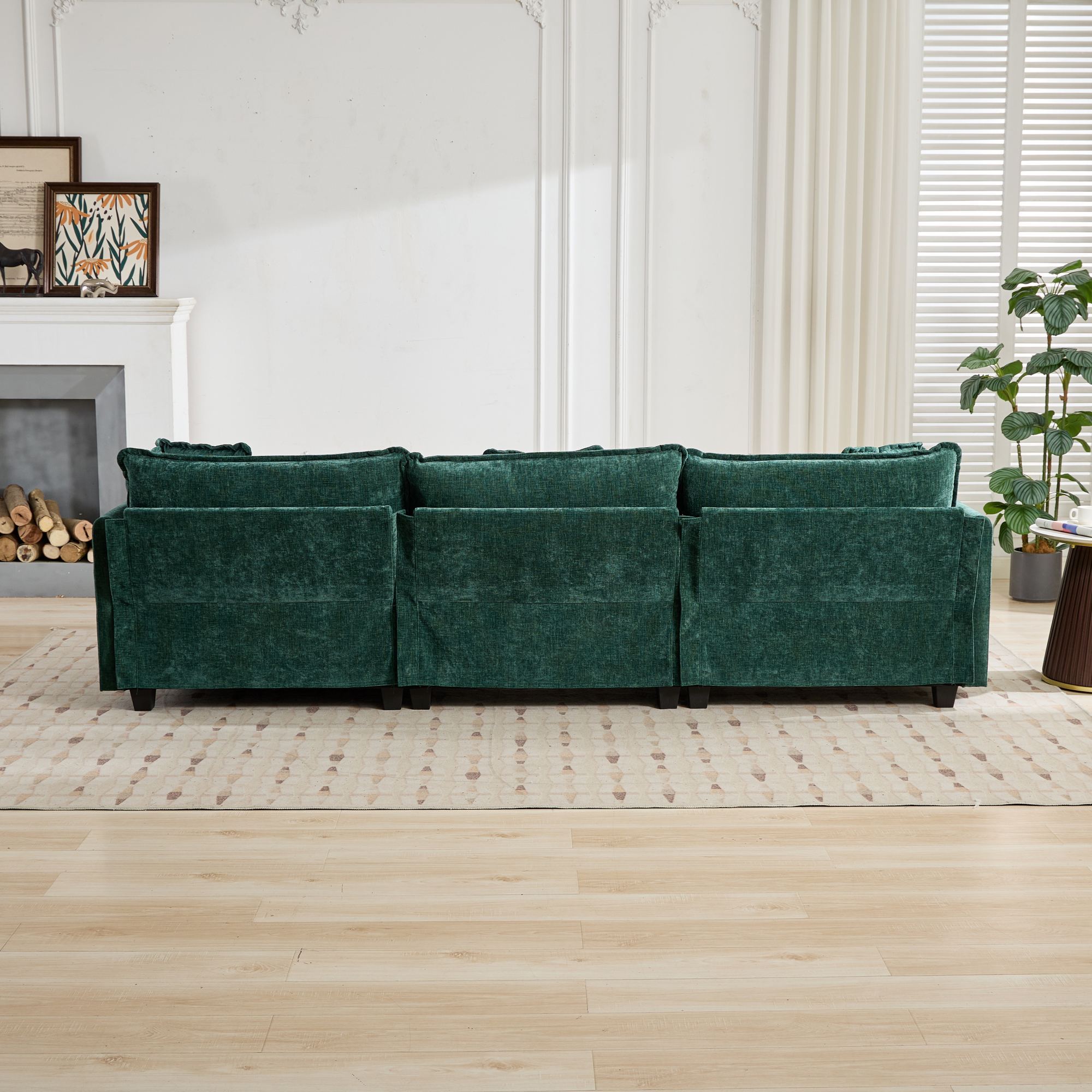 Cloud 3 Seats Sofa (Ottoman is not included) Chenille Fabric in Green - HearthHub