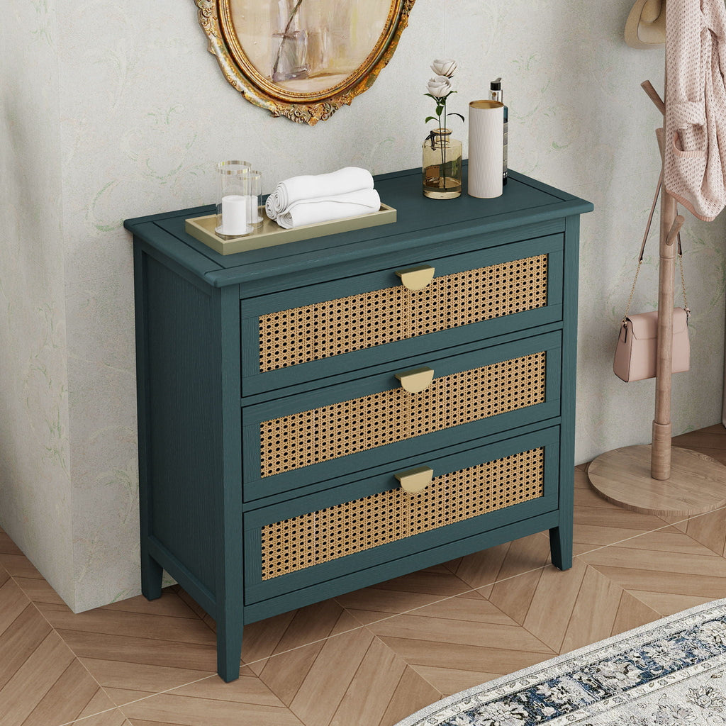 3 Drawer Cabinet, Natural Rattan, American Furniture - HearthHub
