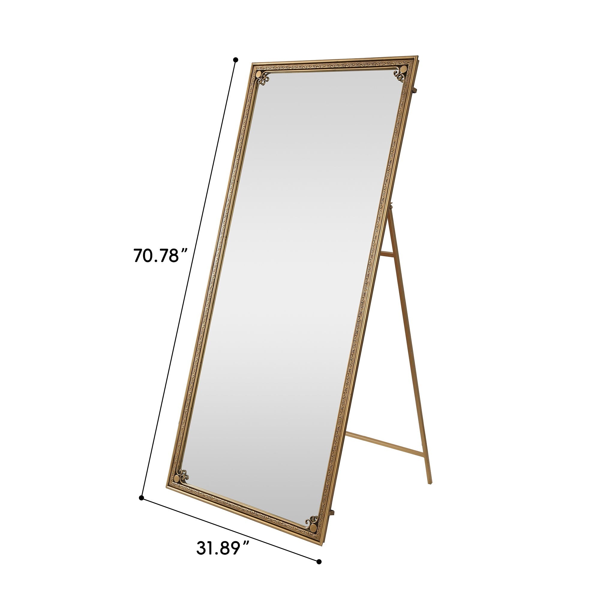 Full Length Mirror With Stand, Floor Standing Dressing - Antique Gold - HearthHub