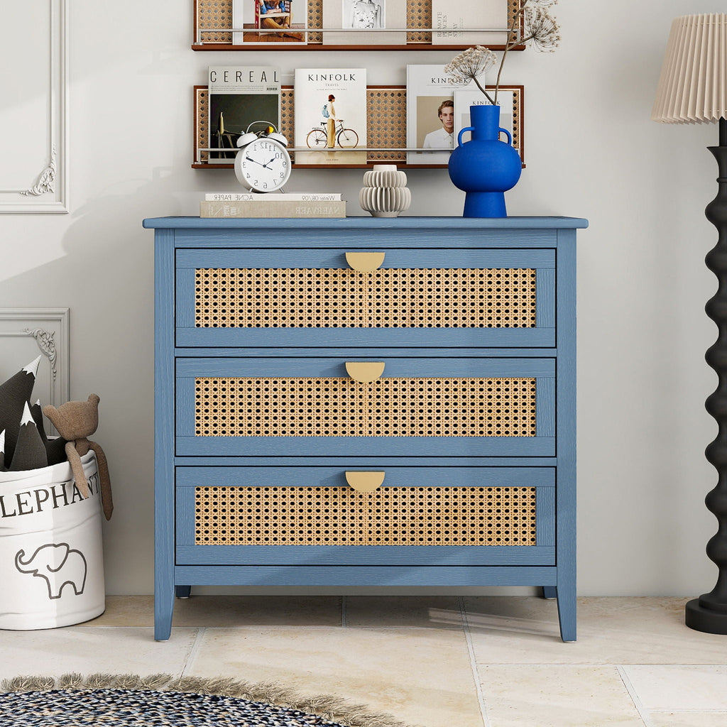 3 Drawer Cabinet, Natural Rattan, American Furniture - HearthHub