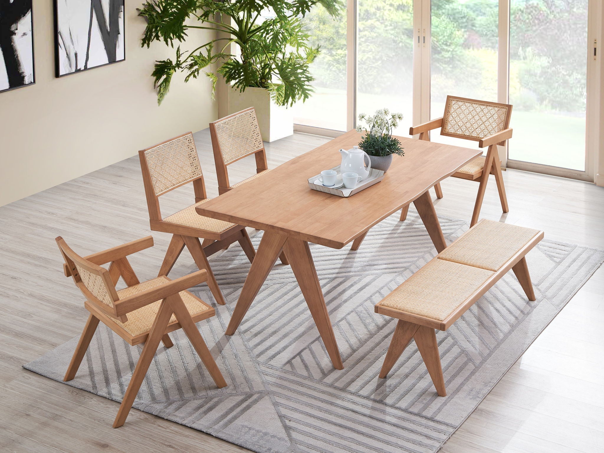 Valentina - 6 Pieces Patio Furniture Set - Rattan / Natural - HearthHub