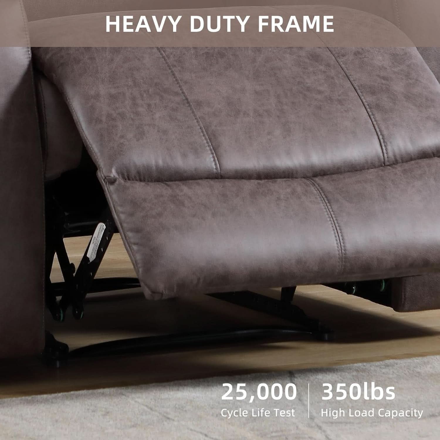 Grey Full Grain Leather Manual Recliner With Cup Holders - HearthHub