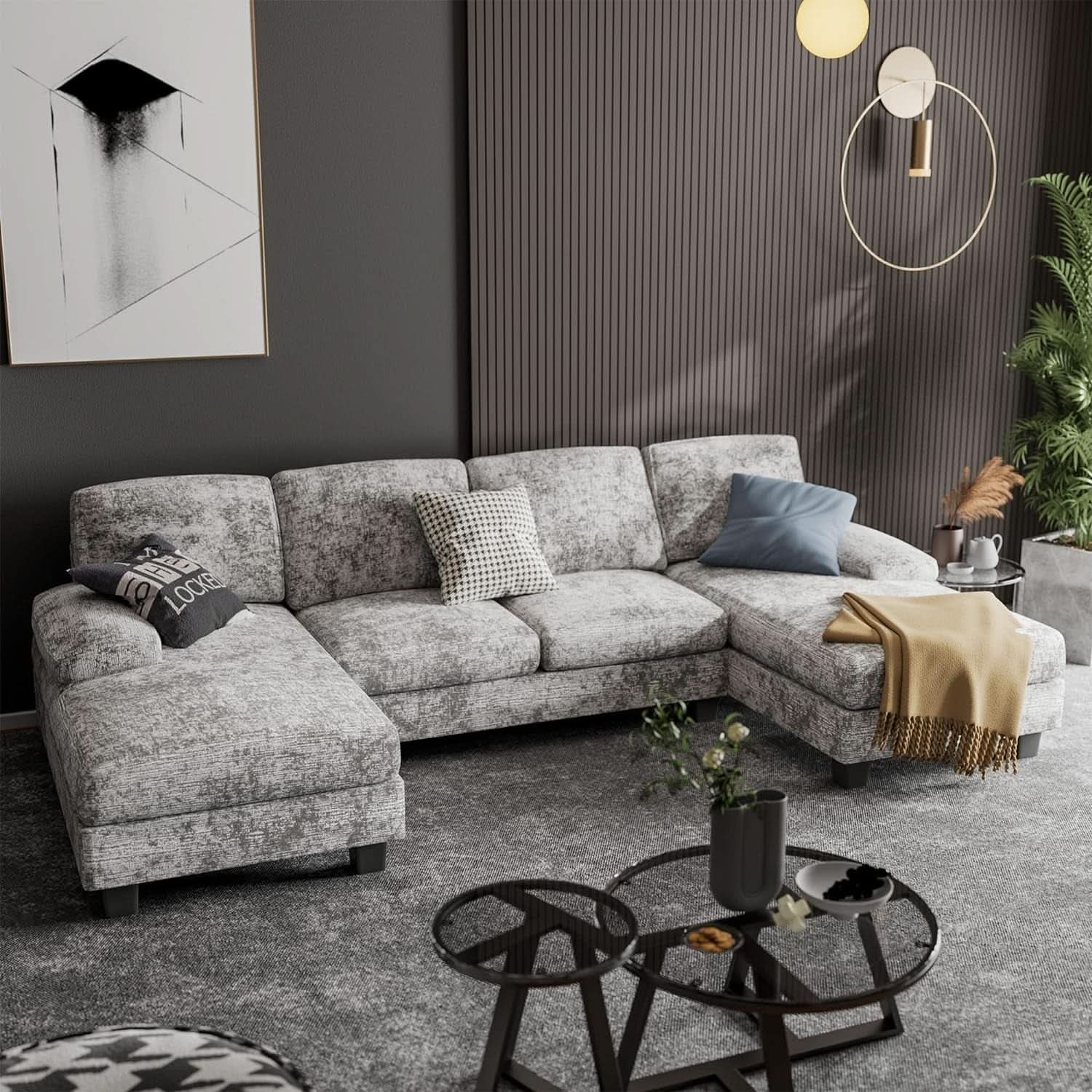 2 Piece Fabric Sectional Sofa With Reversible Chaise - HearthHub