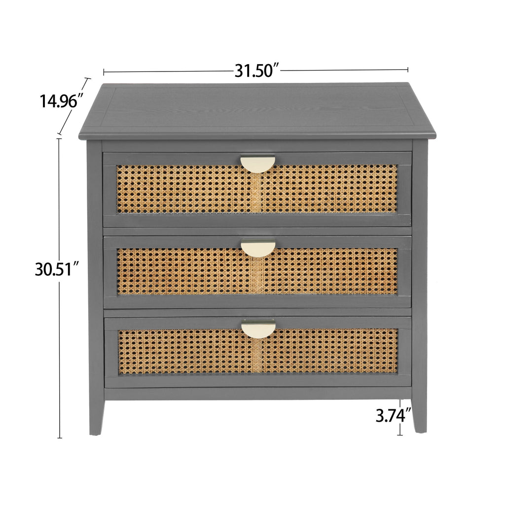 3 Drawer Cabinet, Natural Rattan, American Furniture - HearthHub