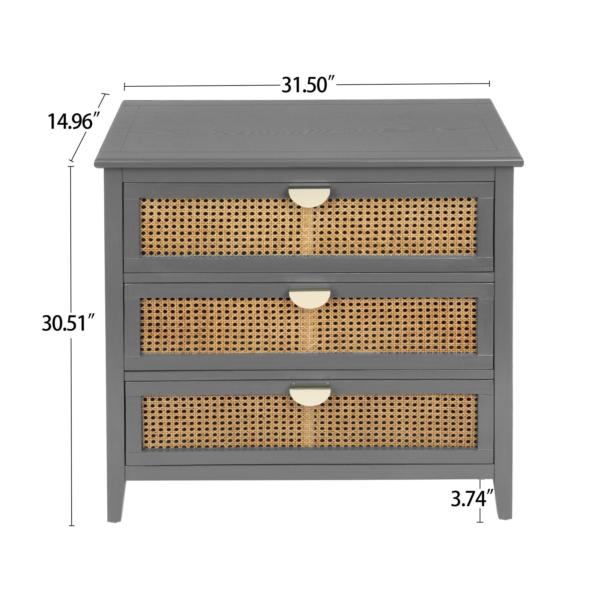 3 Drawer Cabinet, Natural Rattan, American Furniture - HearthHub