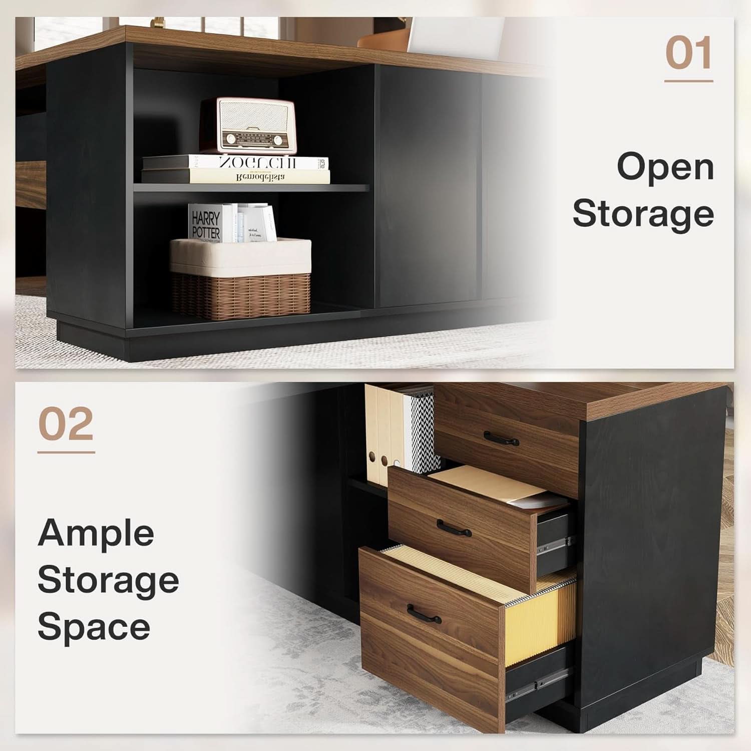 78 Inch Executive Desk Featuring Ample Storage Cabinets - HearthHub