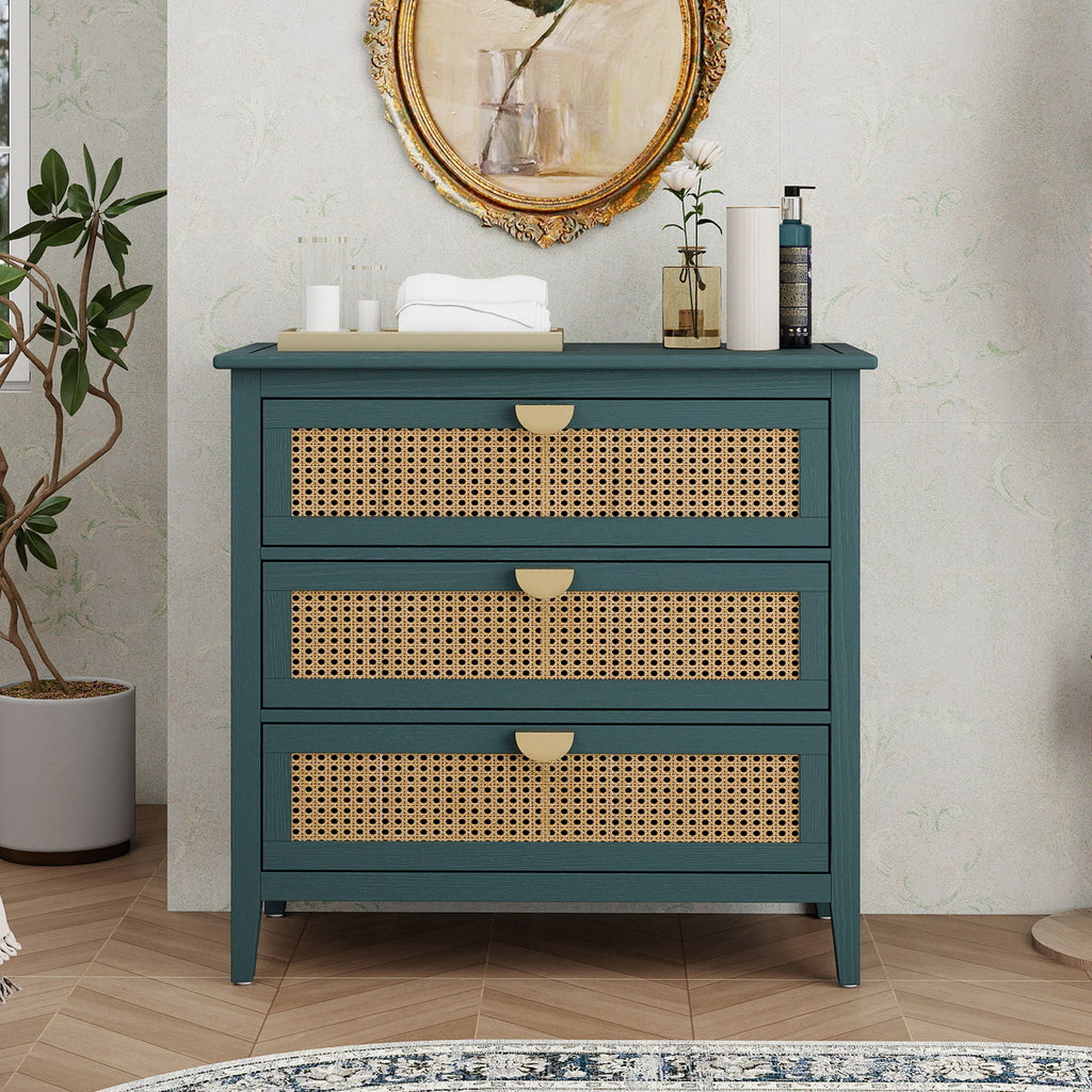3 Drawer Cabinet, Natural Rattan, American Furniture - HearthHub