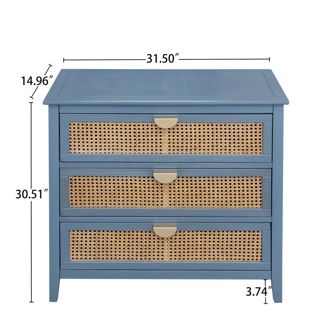 3 Drawer Cabinet, Natural Rattan, American Furniture - HearthHub