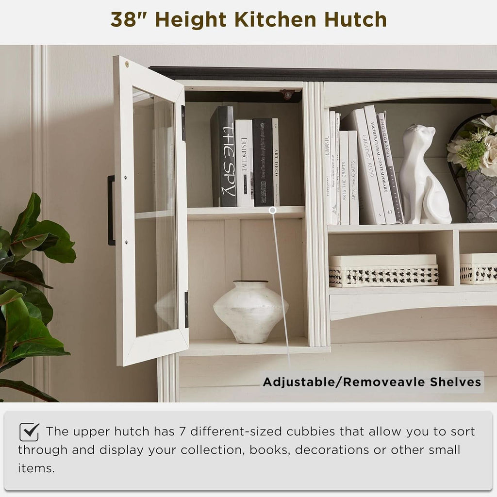Farmhouse 76 Inch White Industrial Grade Desk Hutch - HearthHub