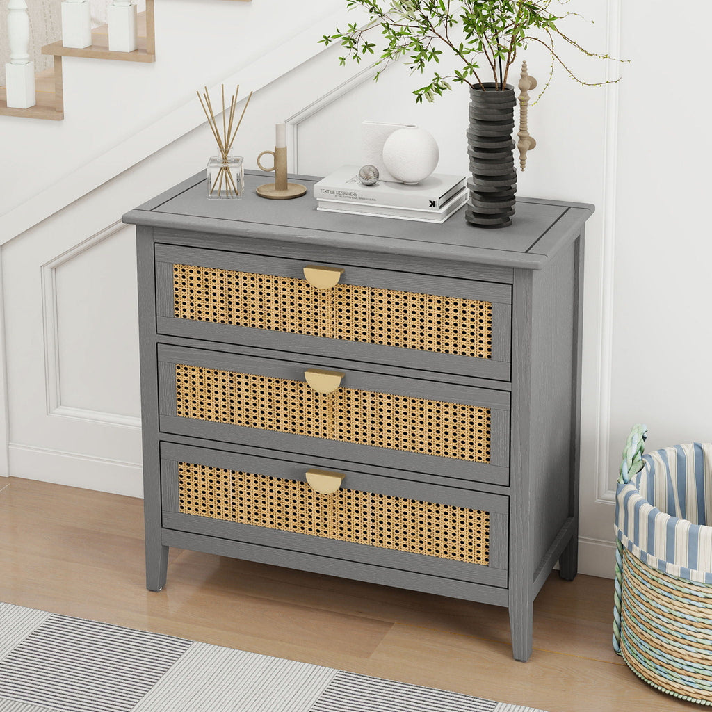 3 Drawer Cabinet, Natural Rattan, American Furniture - HearthHub