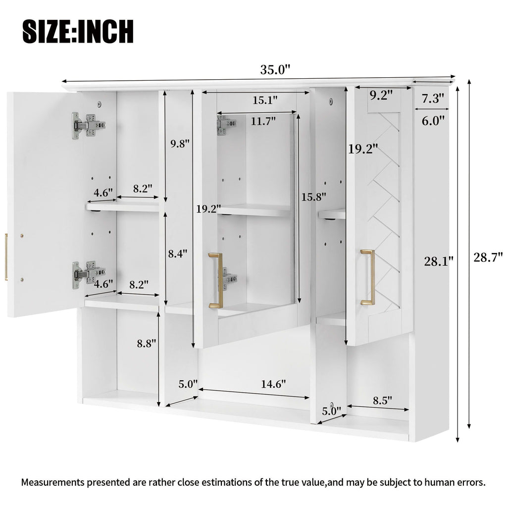 Modern Wall Mounted Medicine Cabinet With Adjustable Shelves, Soft Close Doors, High Define Mirror - HearthHub