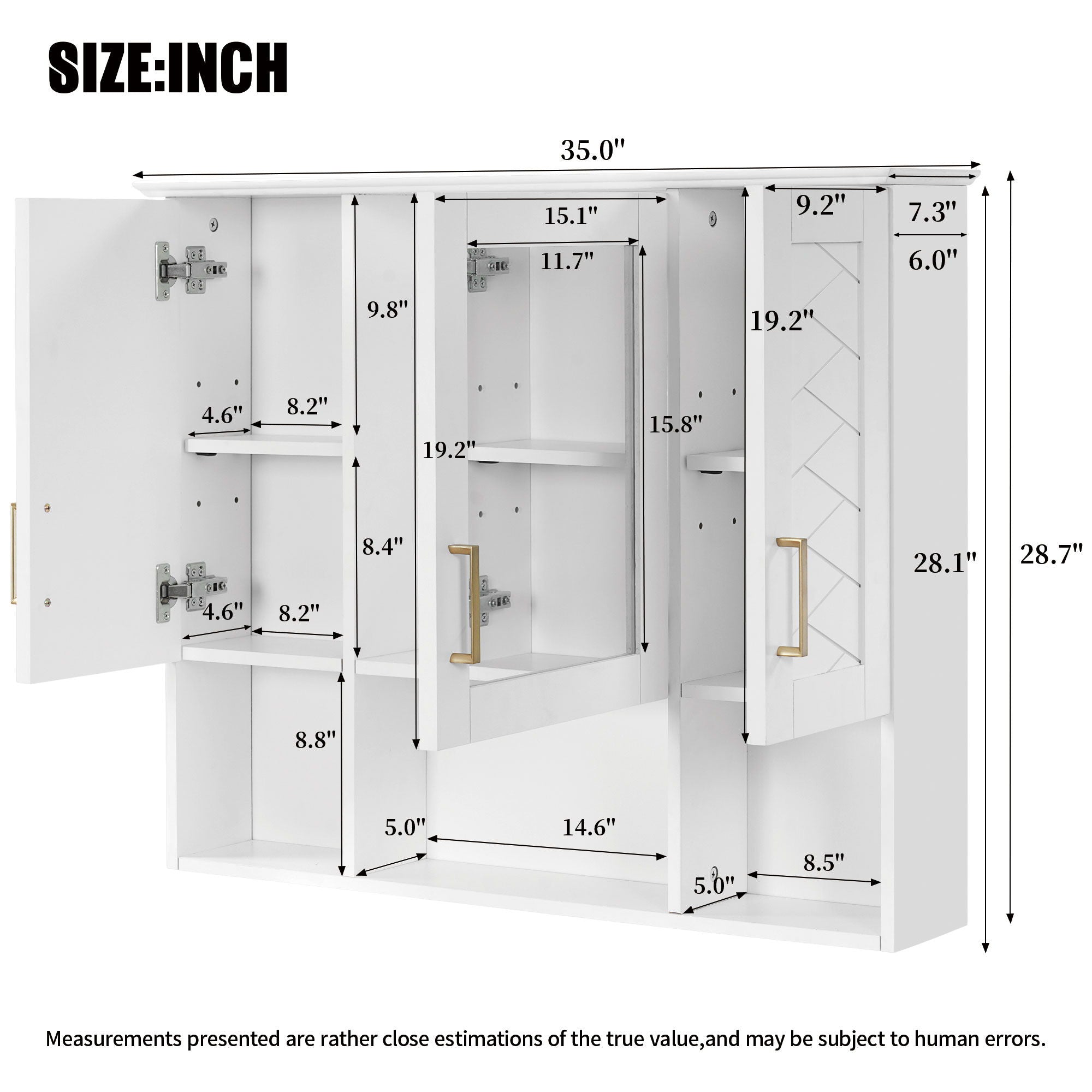Modern Wall Mounted Medicine Cabinet With Adjustable Shelves, Soft Close Doors, High Define Mirror - HearthHub