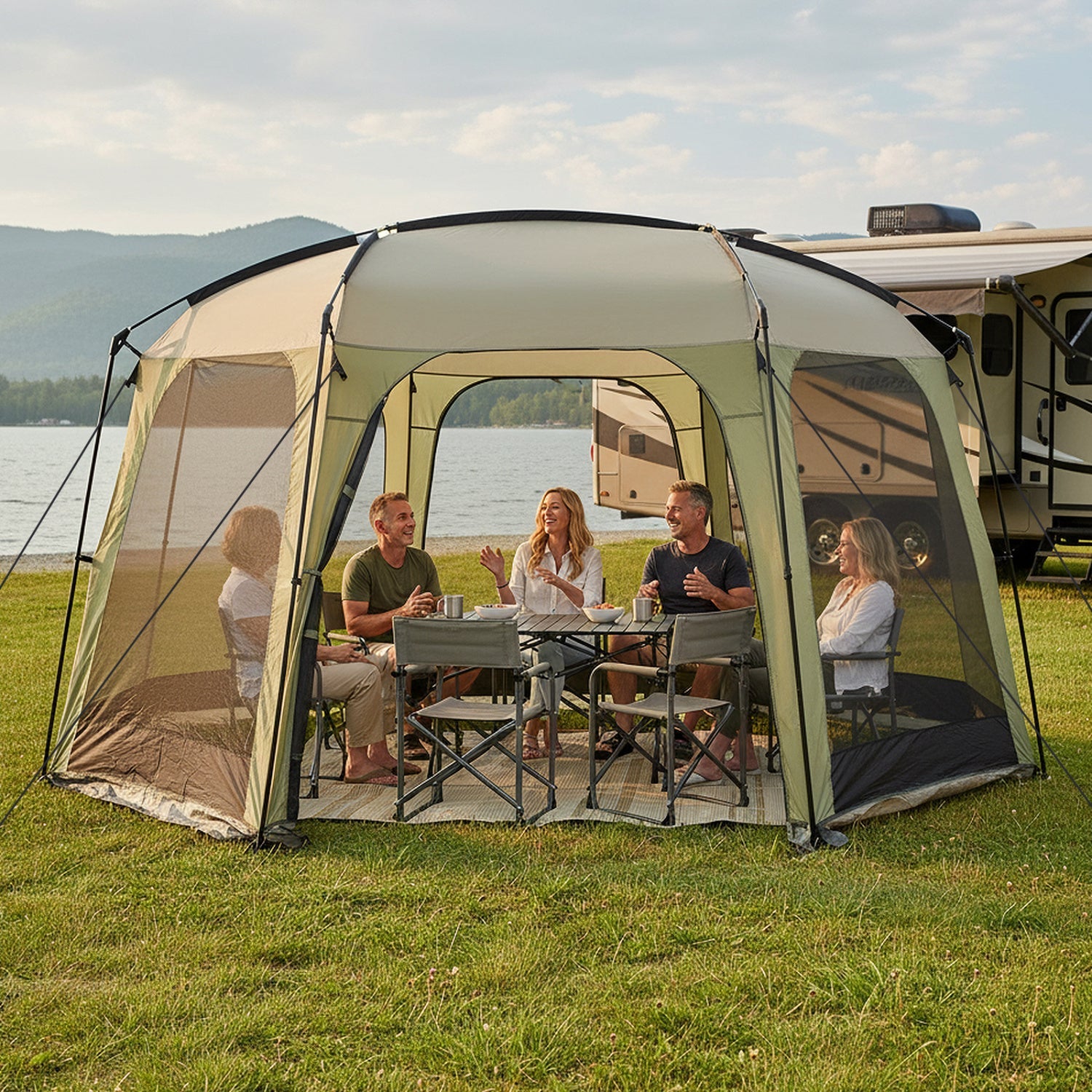 6 - 8 Person Netted Canopy Tent with Zippered Door - HearthHub
