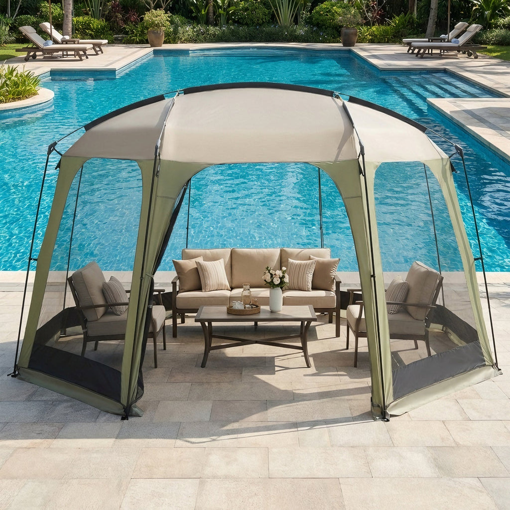 6 - 8 Person Netted Canopy Tent with Zippered Door - HearthHub