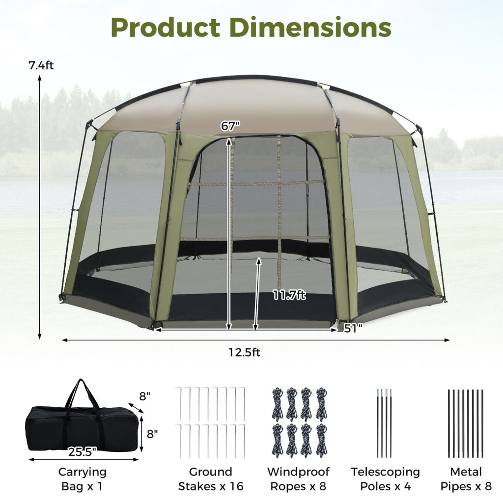6 - 8 Person Netted Canopy Tent with Zippered Door - HearthHub