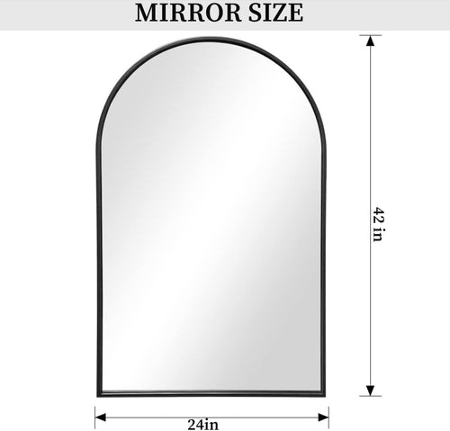 Black Arched Wall Mirror 42x24 Inches With Iron Frame - HearthHub