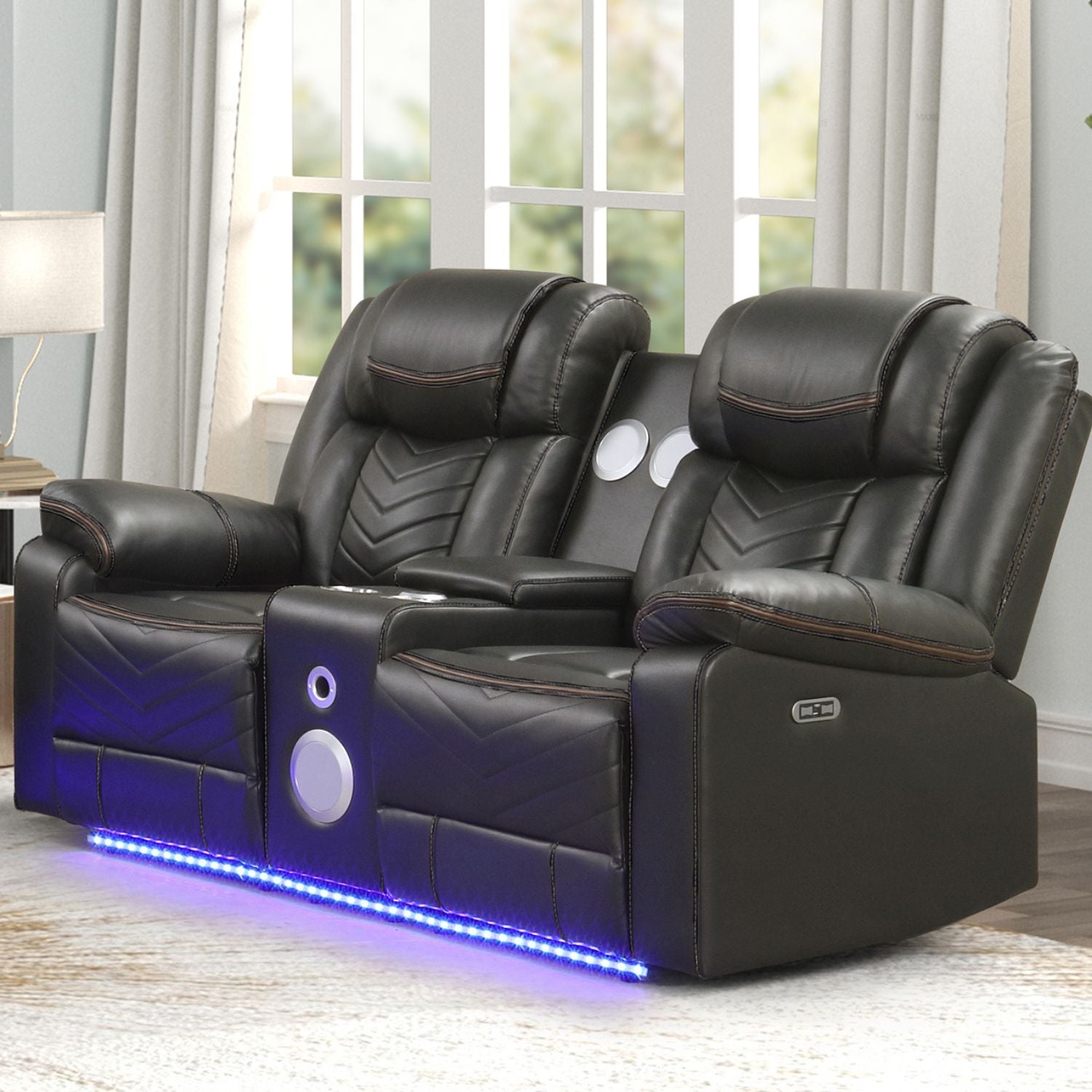 Challenger - LED Power Recliner Loveseat - HearthHub