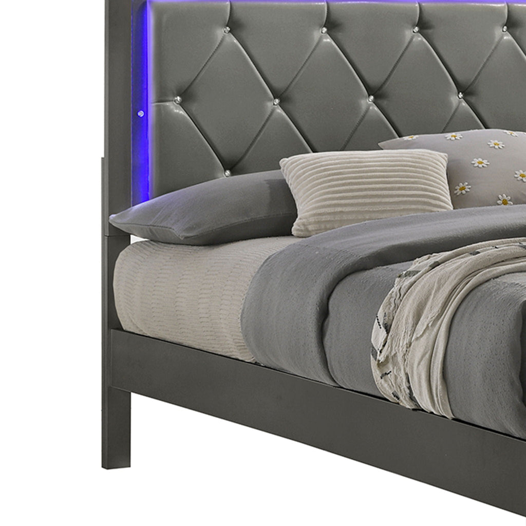 Blaze - Modern Bed With LED Headboard - HearthHub