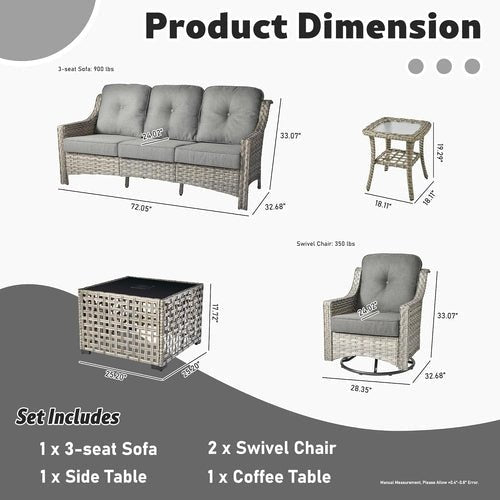 5 Piece Outdoor Patio Set With Swivel Chairs All Weather - HearthHub